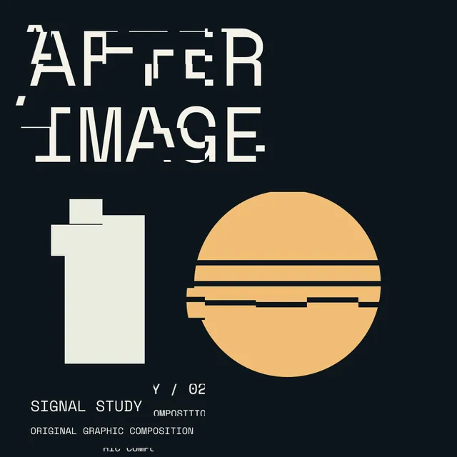 The original graphic interrupted by shifted rectangular patches without added color fringes.