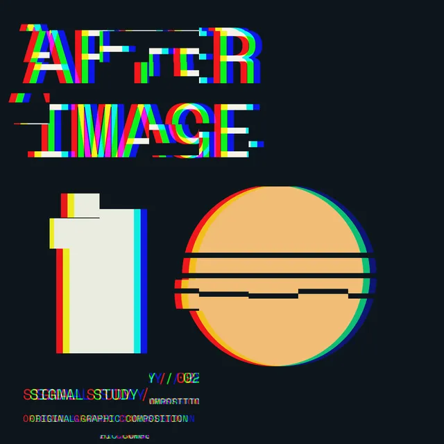 Colored fringes and displaced rectangular patches together on the AFTER IMAGE graphic.
