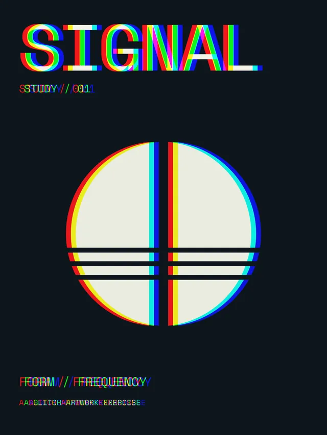 SIGNAL poster with red, cyan, and blue fringes around the headline and circle.